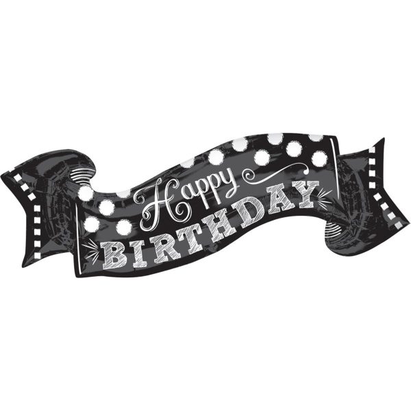 Black & White Chalkboard Birthday SuperShape Balloon Online now